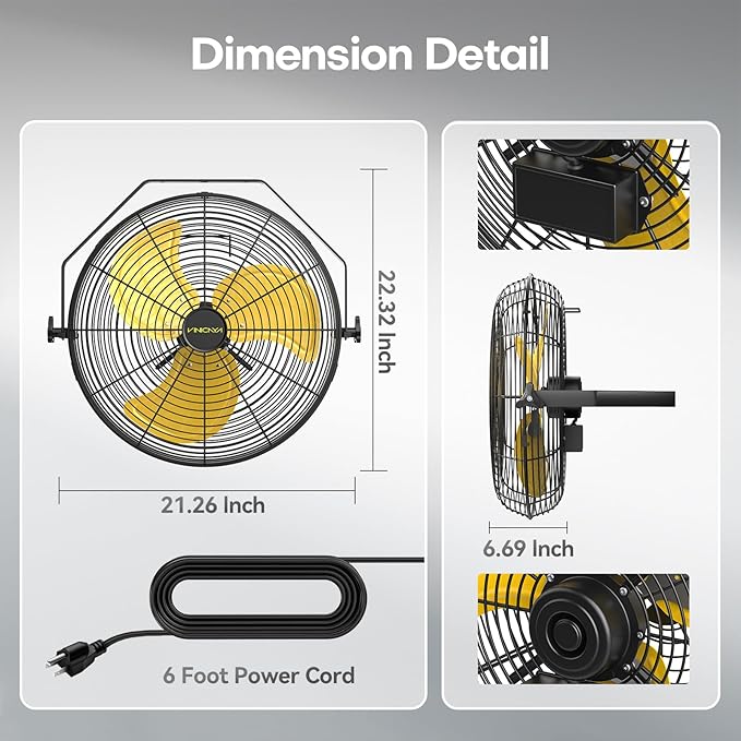 18 Inch Industrial Wall Fan with 2 Pack, 4800 CFM Metal Wall Mount Fans with Poweful Motor, 3 Speed, Fan Indoor for Covered Patio, Greenhouse, Gazebo, and Garage, UL Listed-PurrikoPets