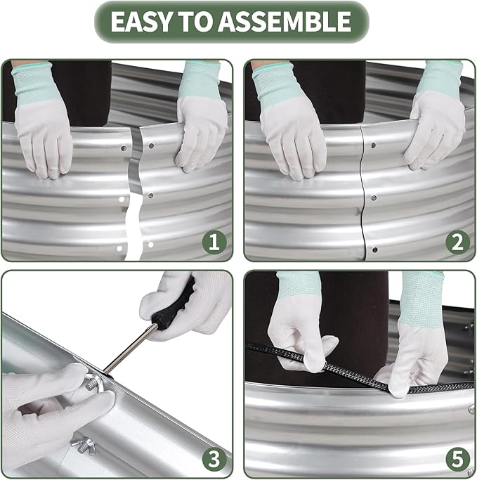 1MORE Galvanized Raised Garden Bed- Planter Garden Boxes Outdoor, Raised Beds for Gardening, 4x2x1ft Metal Garden Bed Kit for Vegetables Flower, Planter Raised Beds with Tools.Silver-2pack-PurrikoPets