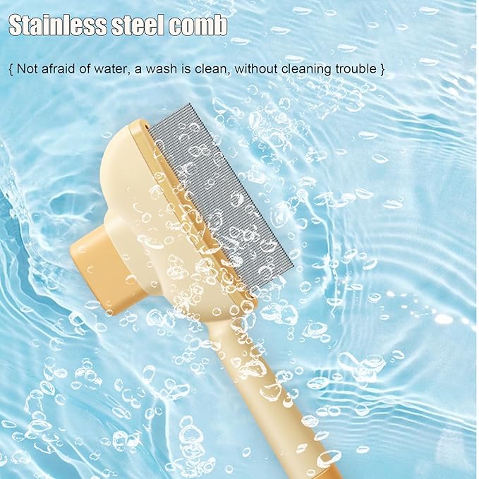 Flea Comb for Cats Dogs Brush for Shedding Pet Hair Removal Comb with Long & Short Stainless Steel Teeth for Deshedding-PurrikoPets