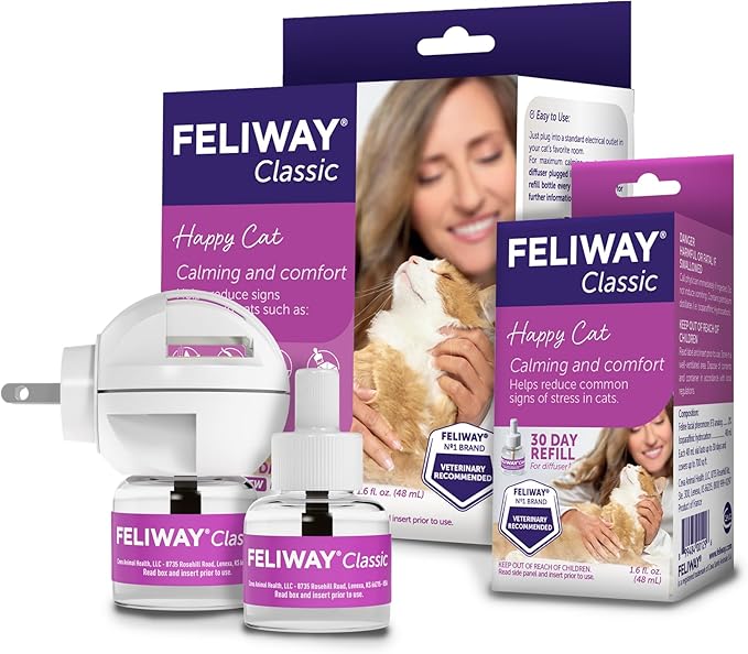 FELIWAY Classic Cat Calming Pheromone Diffuser: 1 Diffuser & 2 Refills (60 Days)-PurrikoPets