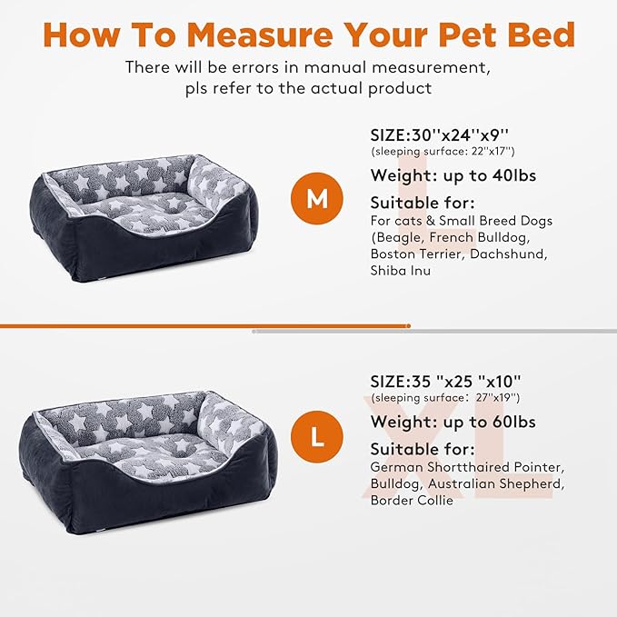 GASUR Medium Dog Beds for Medium Size Dogs, Orthopedic Dog Bed Sofa, Washable Pet Beds Cuddler Anti-Slip Bottom, Soft Calming Sleeping Warming Puppy Bed (M (30"x 24"x 9"), Black)-PurrikoPets
