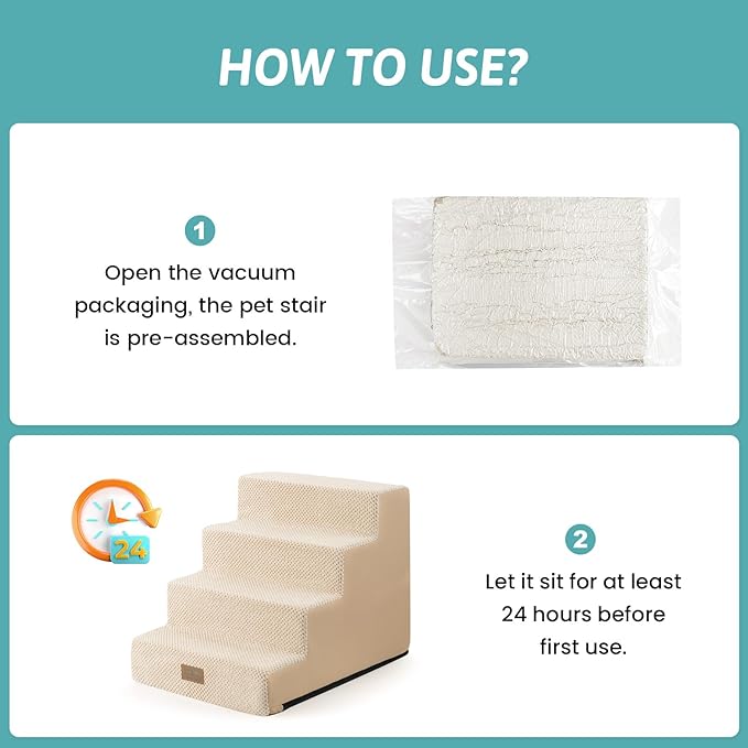 Dog Stairs for Small Dogs, 4 Tier Wider Pet Stairs for Couch and Beds, 17.7" H Non-Slip Dog Steps for Old Cats, Puppy, Small Medium Dogs, 17.7x23.6x17.7 inch, Beige-PurrikoPets