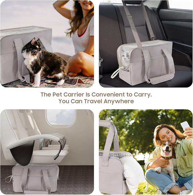 Dog Purse Carrier for Small Dogs, Soft Soft Sided Folding Dog Carriers for Small Dogs Medium Cats Puppies up to 15 Lbs, Washable Breathable Puppy Carrier for Outdoor Travel (Large Gray)-PurrikoPets