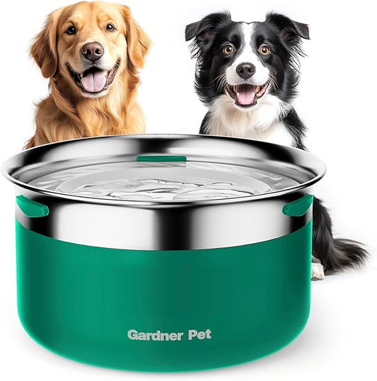 Gardner Pet Dog Bowls 1 Gallon (3.85L) Stainless Steel No Spill Dog Water Bowl, Slow Water Feeder Metal Bowls, Spill Proof Water Dispenser for Large Dogs, Promotes Healthy Hydration-PurrikoPets