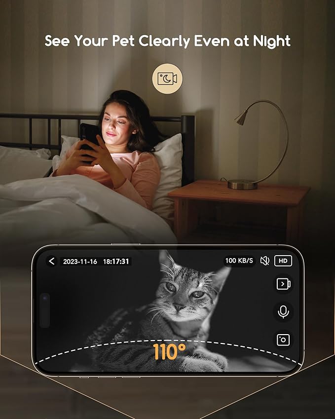 Faroro Automatic Cat Feeder with Camera, 3MP HD Video with Night Vision, 5G WiFi Cat Feeder Automatic with APP Control, 2-Way Audio, Low Food Sensor, Motion Alerts for Cats and Dogs-PurrikoPets