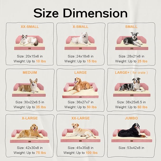 Extra Large Dog Bed-Orthopedic Waterproof XL Dog Bed for XLarge Extra Big Dogs - Foam Couch Sofa Washable with Removable Cover-Pink-PurrikoPets