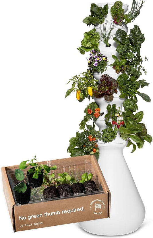 Farmstand Starter Kit + 36 Seedling Credits | Large Hydroponic Growing System Kit | Self-Watering Outdoor Vertical Garden Planter Tower | 6ft 1in | Made in USA-PurrikoPets
