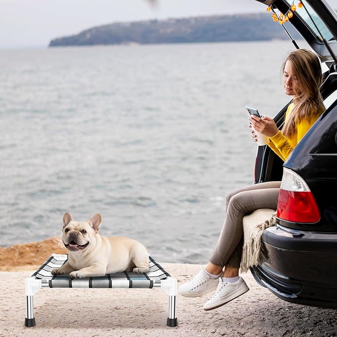 Elevated Outdoor Raised Dog Bed Outdoor Dogs Bed Lifted Pet Bed Dog Cot for Pet Taste Life, Start with A Pet Bed 20'' x 20'' x 6.5''-PurrikoPets