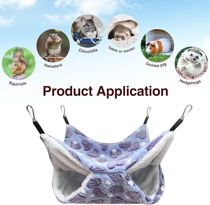 4Pcs Rat Guinea Pig Hanging Hammock Ferret Hanging Bed Pet Cage Hammock Accessories for Small Animals Chinchilla Parrot Sugar Glider Ferret-PurrikoPets