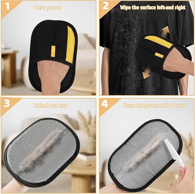 2 Pcs Pet Hair Remover Gloves, Reusable Electrostatic Hair Removal Glove-PurrikoPets