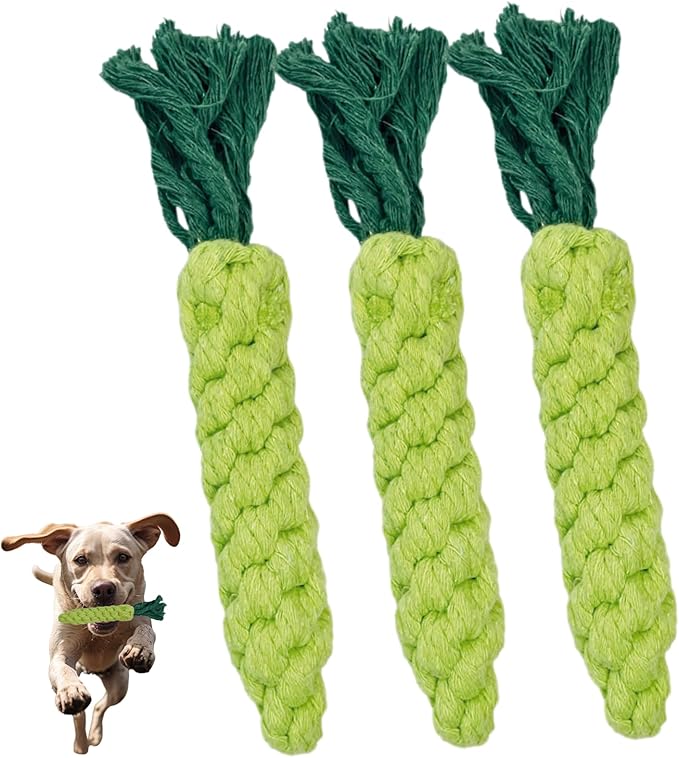 3PCS Green Woven Pet Chew Set, Dog Chew Accessories, Cat Interactive Chews, Safe & Durable Braided Chews for Dogs, Cats & More Pets-PurrikoPets
