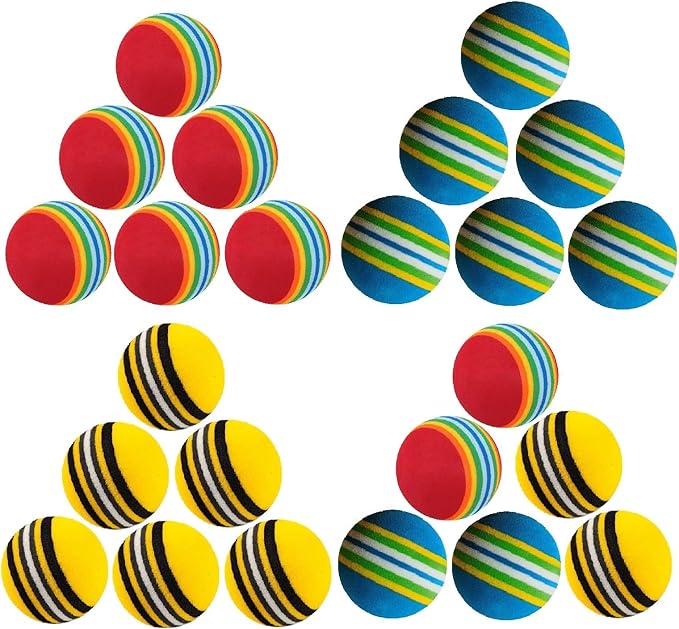 24 Pcs Colorful Soft Foam Rainbow Play Balls for Pet Dog and Cat (42cm) Ethylene Vinyl Acetate-PurrikoPets