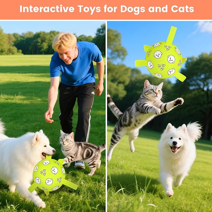 Dog Toys, Durable Dog Soccer Ball with Straps, Interactive Dog Toys, Water Fetch Ball for Tug of War, Puppy Toys for Indoor/Outdoor – Fun Dog Birthday Gift for Small & Medium Dogs, 6 Inch-PurrikoPets