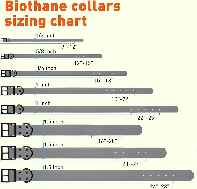 Dogline Biothane Waterproof Dog Collar Strong Coated Nylon Webbing with Black Hardware Odor- Proof for Easy Care Easy to Clean High Performance Fits Small Medium or Large Dogs, Battleship Gray-PurrikoPets