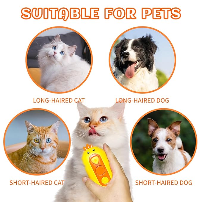 3-in-1 Rechargeable Steam Brush for Cats & Dogs - Anti-Static Spray Pet Grooming Brush with Warm Mist Massage, Hair Shedding Control, Detangling Comb & Cleaning Tool for Effective Deshedding-PurrikoPets