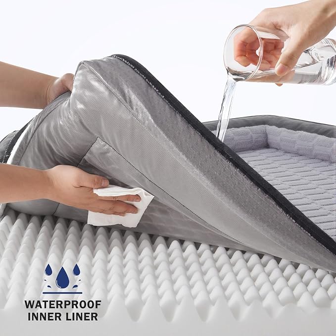 FURTIME Orthopedic Dog Bed for Extra Large Dogs - XL Waterproof Dog Sofa Bed, Ultra Comfy Supportive Foam Pet Bed with Removable Washable Cover, Jumbo Dog Bed with Nonskid Bottom-PurrikoPets