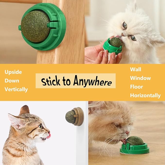 GATITOS Catnip Balls 1 Pcs, Catnip Ball for Cats Wall, Safe Healthy Kitten Chew Toys, Teeth Cleaning Dental Wall Treats, Edible Cats Lick Kitten Chew-PurrikoPets