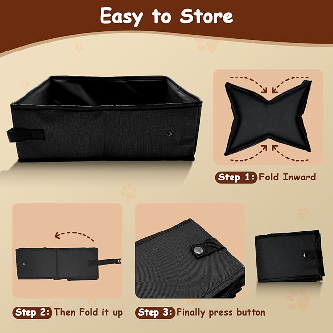 Foldable Travel Litter Box for Cats, Waterproof Portable Cat Travel Litter Box Folding, 15.75 * 11.82 * 3.94 Inches, Traveling & Camping Cat Supplies - Blue-PurrikoPets