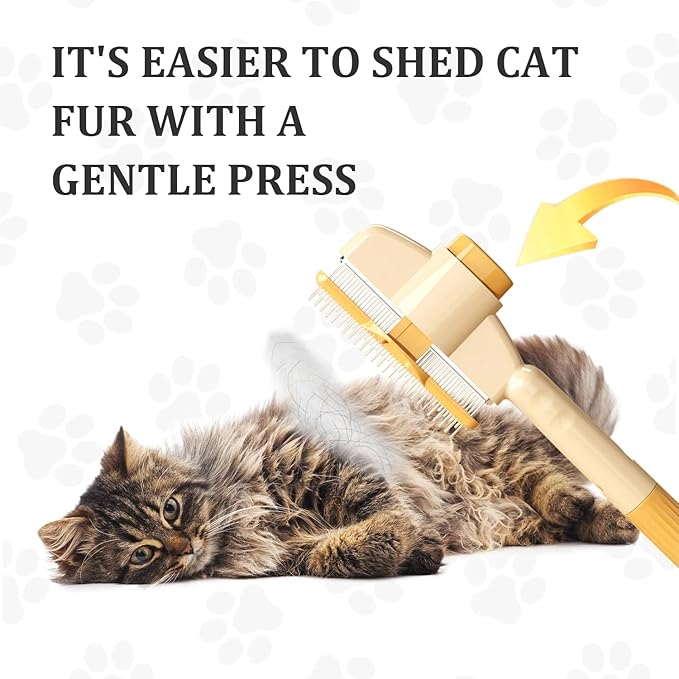 2-Pack Pet Hair Removal Comb & Flea Comb with Release Button for Cats & Dogs - Grooming Brush for Short/Long Hair Green & Yellow-PurrikoPets