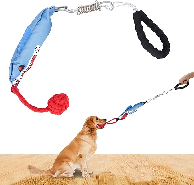 Dog tug of war Toy with Handle,Interactive Dog Toys with Squeak for Aggressive chewers, Durable Bungee Cord Toy with chew Ball-PurrikoPets