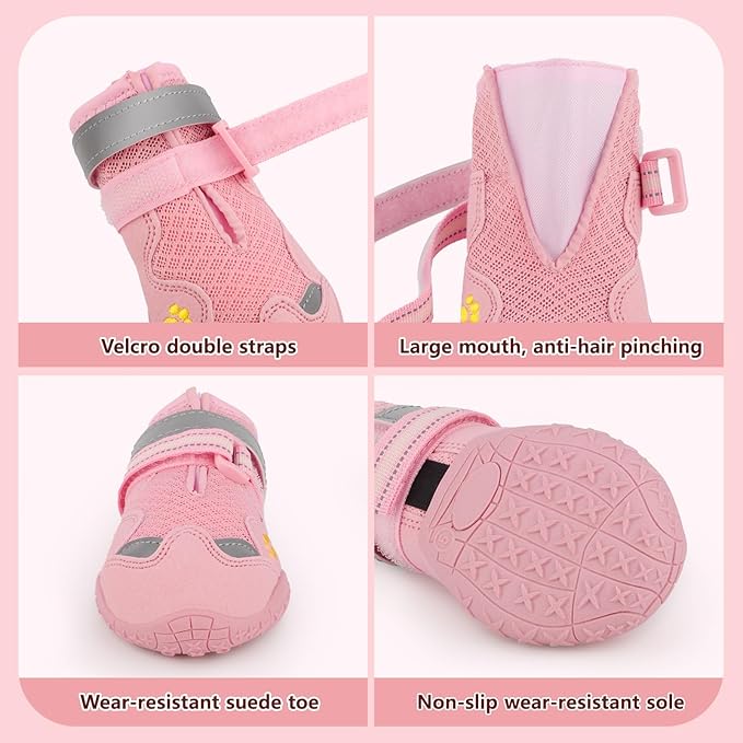 Dog Shoes for Large Medium Small Dog, Mesh Breathable Dog Shoes for Hot Pavement, Anti-Slip Dogs Boots Paw Protectors with Reflective for Outdoor Walking Indoor Hardfloors (Size 5)-PurrikoPets