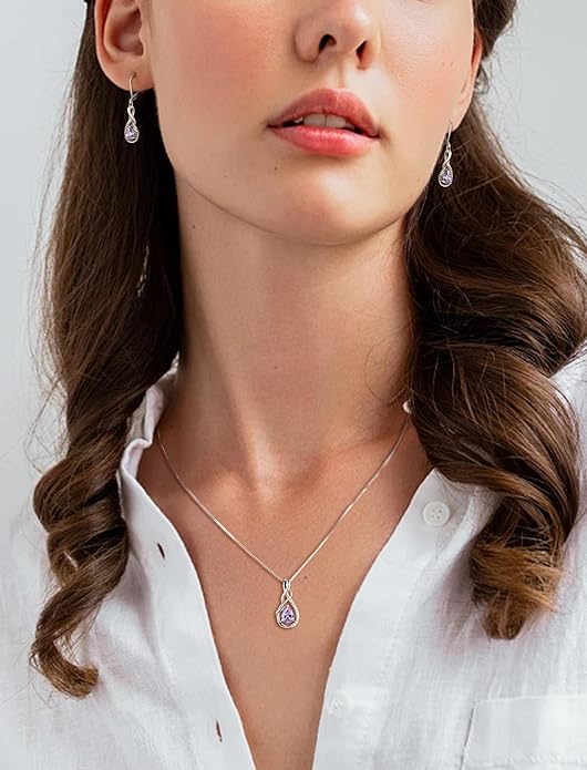 STARCHENIE Infinity Teardrop Pendant Necklace for Women 925 Sterling Silver Birthstone Jewelry
