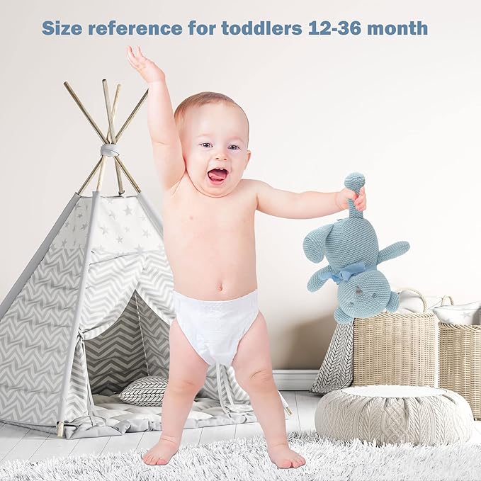 100% Organic Cotton Baby Toys Blue Teddy Bear 6.5" Stuffed Animals for Newborn-PurrikoPets