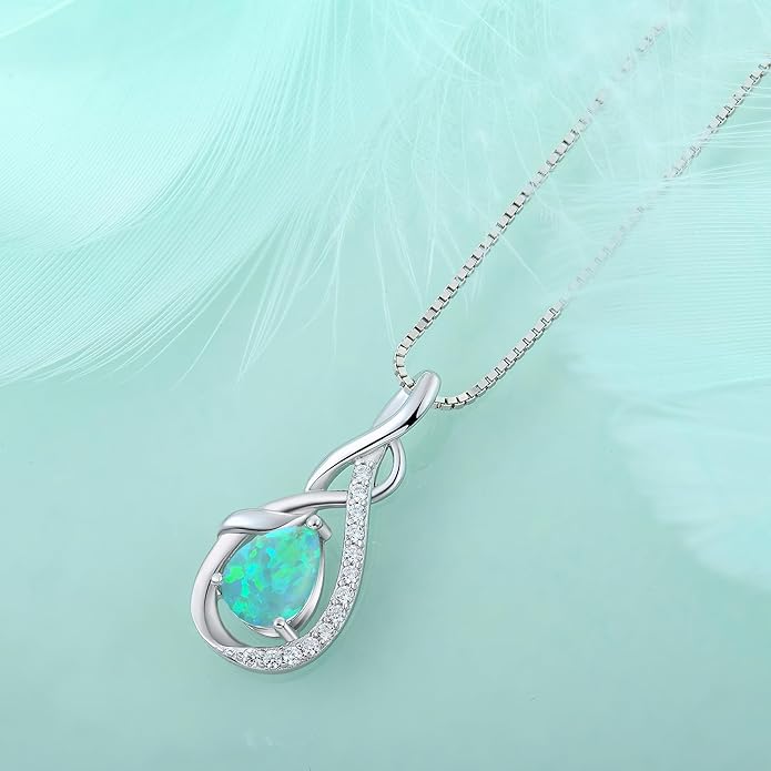 STARCHENIE Infinity Teardrop Pendant Necklace for Women 925 Sterling Silver Birthstone Jewelry