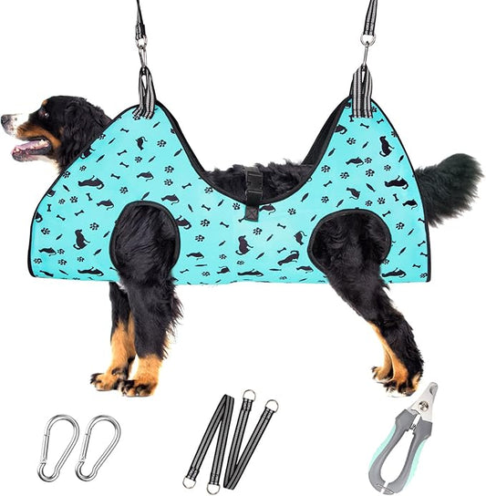 Dog Grooming Hammock - Pet Harness for Grooming Nail Trimming (XXL 120lb), Dog Sling for Nail Clipping, Dog Hanging Holder for Cutting Nail with Nail Clippers-PurrikoPets
