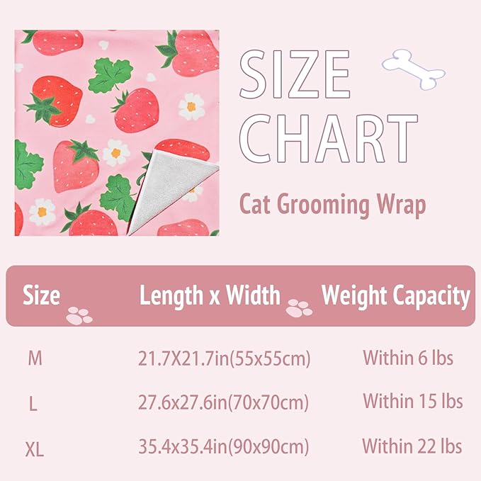 27.6" Cat Grooming Wrap,Self-Adherent Cat Wrap for Cutting Nails,Anti-Escape Cat Swaddle Wrap,Multifunctional Anti-Scratch Cat Restraint Wrap for Medicine,Nail Clipping,Ear Cleaning(Within 15lbs)-PurrikoPets