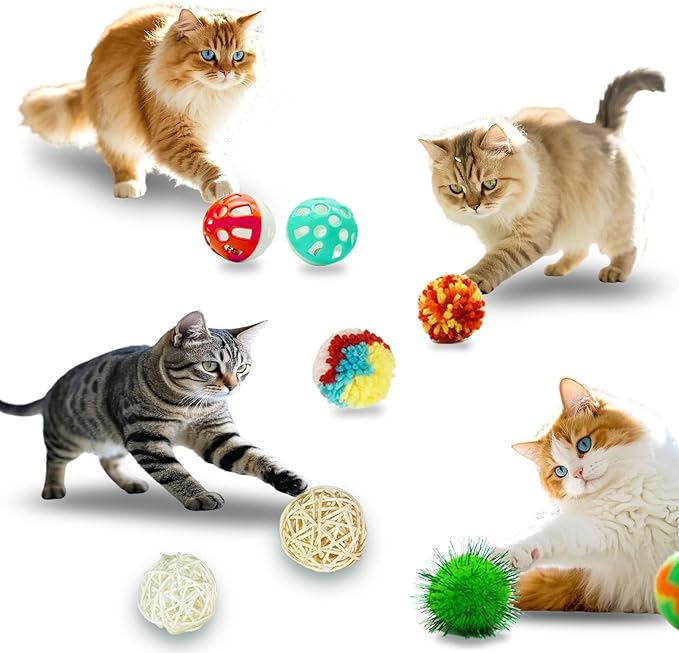 21-Piece Cat Toys Set, Interactive Tunnel, Balls, Mice, Feather Wands, Catnip Toys(Rainbow Cat Tunnel)-PurrikoPets