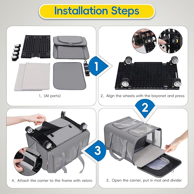 Expandable Pet Carrier with Wheels, Double Cat Dog Carrier 21"x 17"x 16" up to 40 Lbs, Rolling Pet Carrier for Cats and Dogs, Extra Large Pet Travel Carrier, Ideal for Outdoor/Travel-PurrikoPets