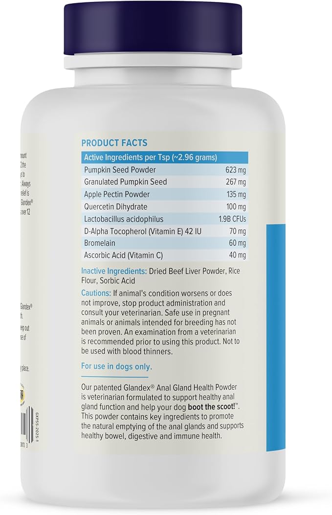 Glandex Dog Fiber Supplement Powder for Anal Glands with Pumpkin, Digestive Enzymes & Probiotics - Vet Recommended (Regular or Advanced Strength) - Boot The Scoot (5.5oz Powder, Beef Liver)-PurrikoPets