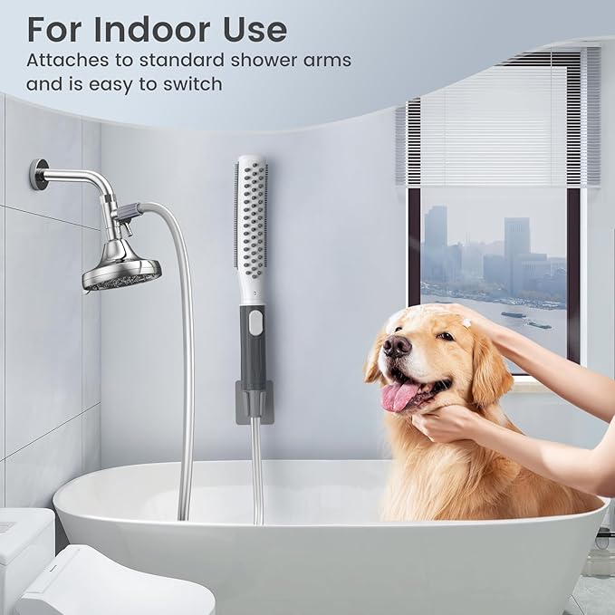 Dog Shower Attachment, Dog Shower Wand for Fast and Easy Washing Dog, Pet Shower Head with 3 Spray Modes, 8-Foot Hose, Indoor Outdoor Bath Your Dog-PurrikoPets