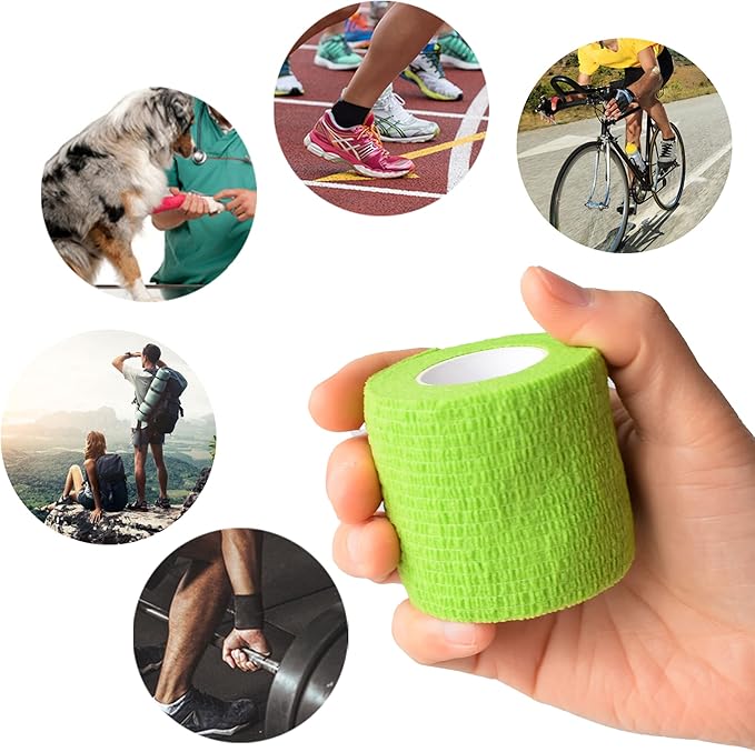9 Pack 2" x 5 Yards Self Adhesive Bandage Wrap Self Stick Wrap for Ankle, Wrist, Finger, Sports, Breathable Cohesive Vet Tape for Pets (Grass Green)-PurrikoPets
