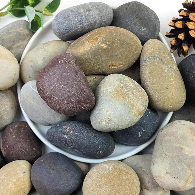 20lbs Natural River Rocks, 2"-3" Premium Pebbles for Garden and Landscape Design, Hand-Picked Smooth Stones for Fish Tank, Flower Pots, Indoor Water Fountains, Pathways, Backyard-PurrikoPets