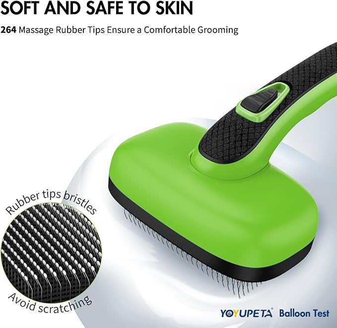 Dog Self Cleaning Slicker Brush for Shedding, Ideal for Short Long Haired Dogs, Including Cat. Removes Loose Fur, Undercoat, Mats, Tangled Hair. Suit for Large Medium Small Animal, Green-PurrikoPets