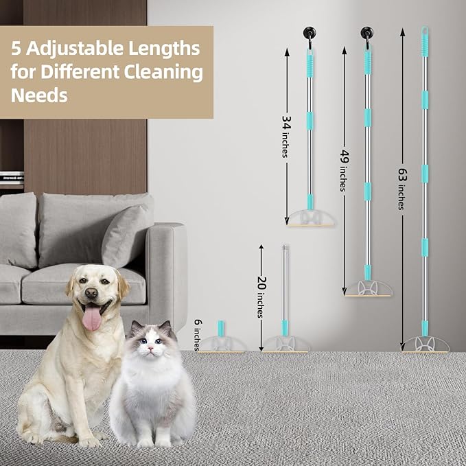63“Ultra Long Carpet Rake by LINTPLUS-Heavy Duty Carpet Scraper & Pet Hair Remover for Deep Cleaning, Efficient Dog Hair Remover for Carpets,Rugs,Furniture-Durable Carpet Rake for Home Use-PurrikoPets