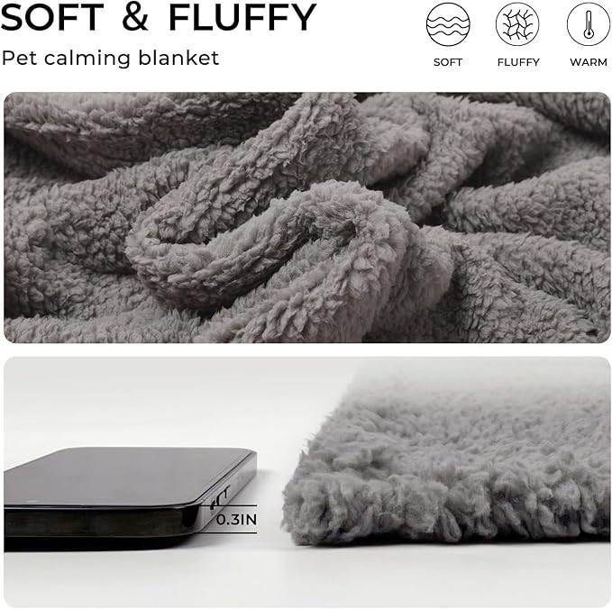 1 Pack 3 Calming Blankets Fluffy Premium Fleece Pet Blanket Soft Sherpa Throw for Dog Puppy Cat Grey Large (41" x31'')-PurrikoPets