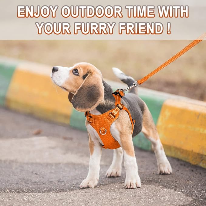Dog Harness Step in Dog Vest Harness, Reflective Adjustable Puppy No Pull Harness Breathable Soft for Small and Medium Dogs Cats, Orange, S-PurrikoPets