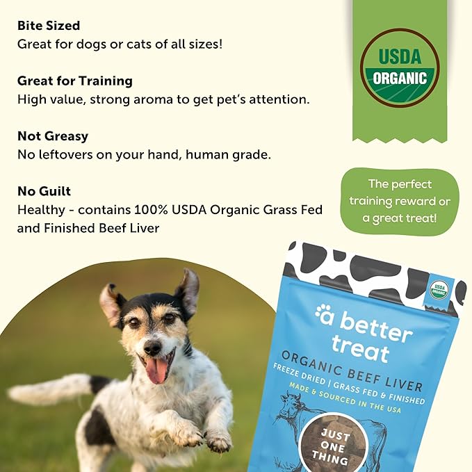 A Better Treat – Organic, Freeze Dried, Single Ingredient, 100% Grass Fed & Finished, Pasture Raised Beef Liver Dog Treats, Cat Treats | Natural Healthy | High Protein, Diabetic Friendly | Made in USA-PurrikoPets