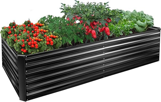 EDOSTORY Metal Raised Bed Garden Bed Kit, 8x4x2ft Tall Galvanized Planter Raised Garden Boxes Outdoor, Large Metal Raised Garden Beds for Flowers, Vegetables, Herbs-PurrikoPets