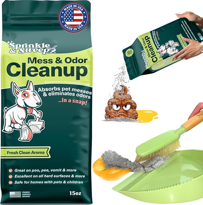 Dog Pee Cleaner | Pet Accident Cleanup Powder | Vomit Cleanup Kit for Hard Surfaces | Puppy Potty Training Aid | Dog Diarrhea Accident Absorbent | Non-Toxic Odor Remover-PurrikoPets