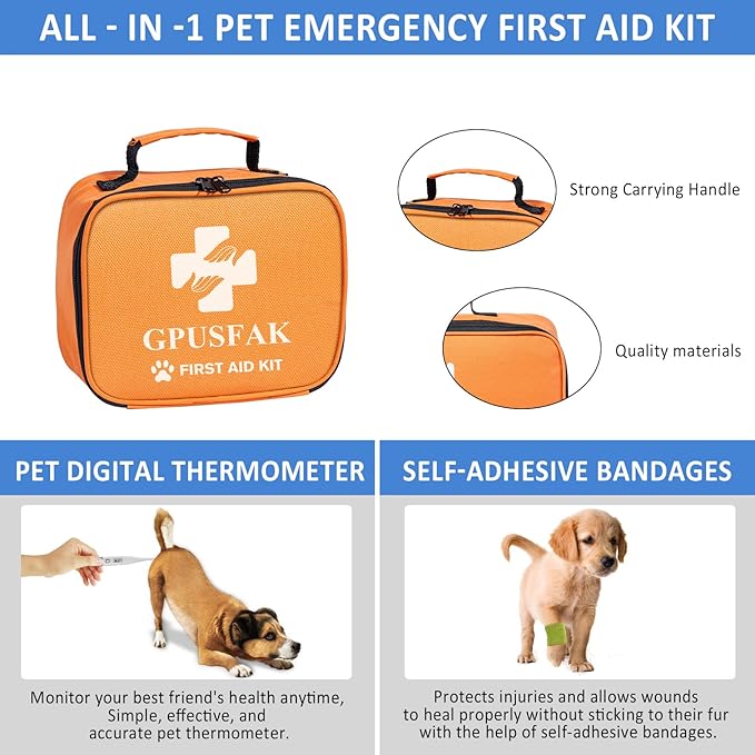 Dog First Aid Kit - Pet First Aid Kit for Dogs Pet Emergency Kit with Grooming Hammock Harness Nail Clipper First Aid Supplies for Home Camping-PurrikoPets
