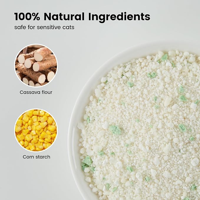 Gardner Pet Cassava Cat Litter, Clumping Cat Litter with Odor Control, Low Dust, Natural Plant-Based Litter, Fast Absorption & Low Tracking Kitty Litter, Unscented with Deodorizing Pellets (9LBS*4)-PurrikoPets