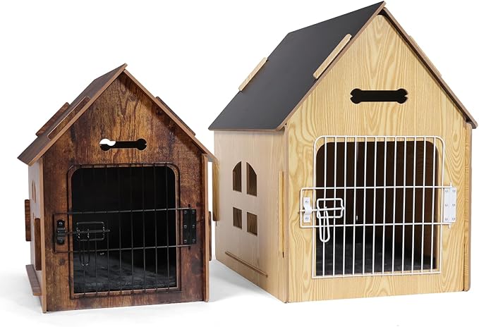Dog House Indoor for Small Dogs or Cats, Cozy Wooden Design, Small Indoor Bed House, with Air Vents and Elevated Floor Warm Dog Cave-PurrikoPets