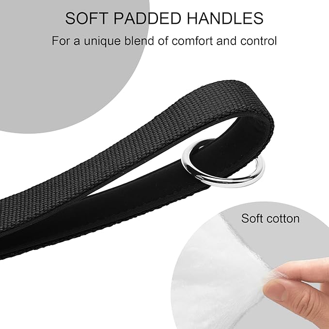 20” Strong Short Leash for Dog, Heavy Duty Bungee Dogs Leash with Padded Handle Car Seatbelt, Small Dog Training Leashs for Large or Medium Dogs - Can be Used with Other leashes (Black)-PurrikoPets