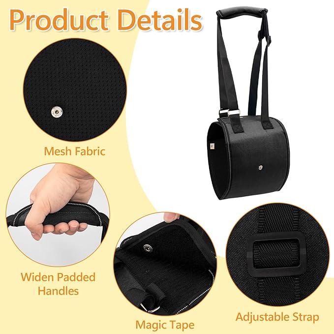 Dog Lift Harness Dog Sling for Large Dogs, Portable Dog Carrier Sling for Back Legs, Ajustable Hip Support Harness for Weak Rear Leg, Assist Senior Disabled Joint Injuried and After ACL-PurrikoPets