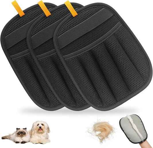 2025 Newly Upgraded Pet Hair Removal Gloves for Cats & Dogs, Electrostatic Grooming Gloves for Pet Hair, Five-Finger Reusable Pet Hair Remover Tool for Clothes, Bed, Couch, Carpet, 3 Pcs-PurrikoPets