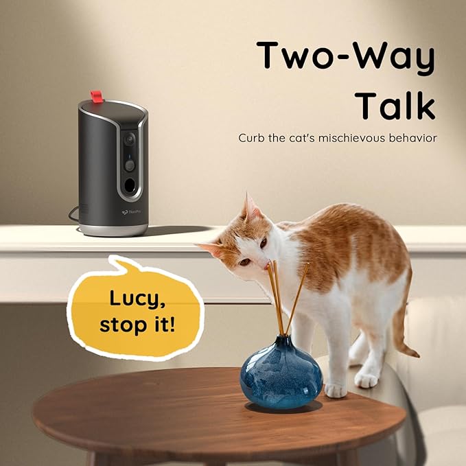 2K Pet Camera Treat Dispenser, AI Photo Album, Dog Camera with 360° Auto Tracking & 5G/2.4G WiFi, 2-Way Talk, Remote Treat Tossing, Motion Alerts for Cats Indoor-PurrikoPets